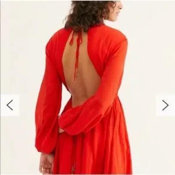 Free People Formentera Long Sleeve Mini Dress Red - Small Oversized - Picture 2 of 16